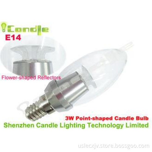 1070 Aluminum E14 Led Candle Bulb Clear Glass Flower Reflec